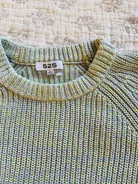 525 America Woman’s Greenish Crewneck Sweater, 100% cotton